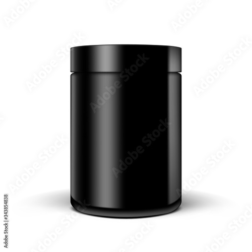 Black Plastic Glossy Jar For Cream Or Scrub