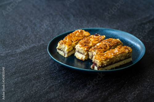 Scandinavian Dessert Swedish Tosca Cake Slices / Toscakaka.