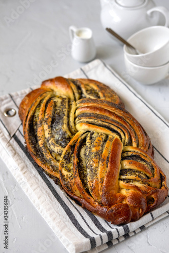 Homemade Bread. Plaited Bread With Poppy Seeds