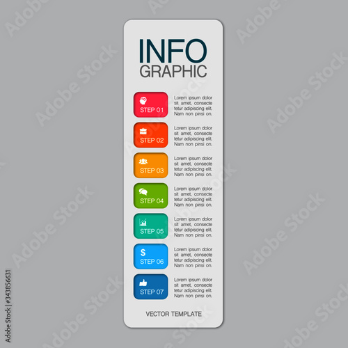 Vector iInfographic template for business, presentations, web design, 7 options.