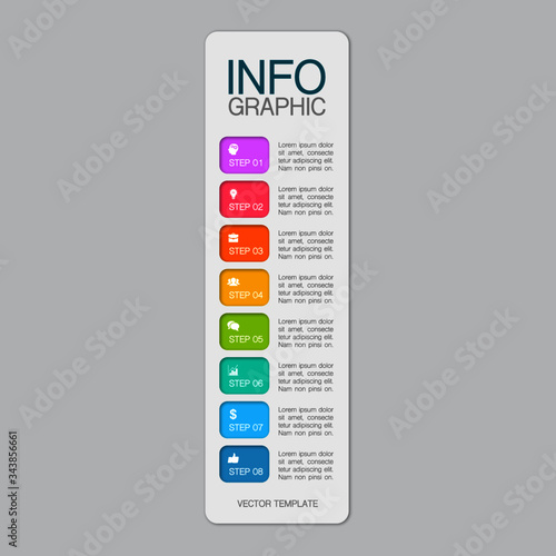 Vector iInfographic template for business, presentations, web design, 8 options.