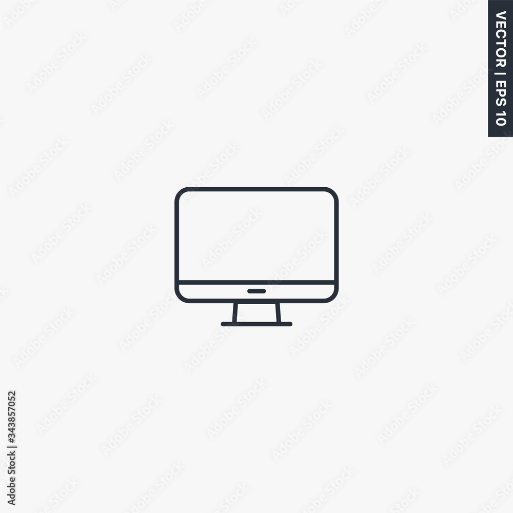 Computer monitor, linear style sign for mobile concept and web design Computer monitor, linear style sign for mobile concept and web design