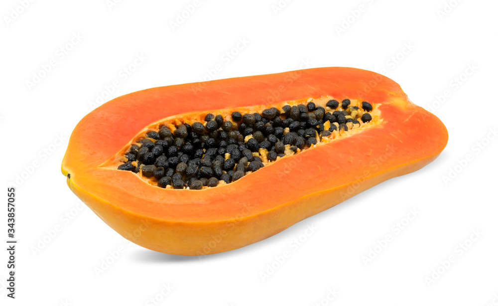 Ripe holland papaya slice isolated on white background with clipping path Ripe holland papaya slice isolated on white background with clipping path