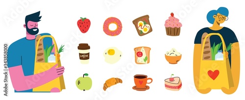 Vector illustrations Shopping concept with different people for website and mobile website development in the flat desing