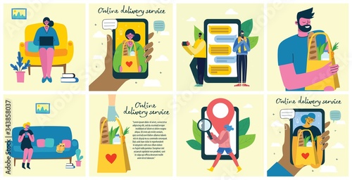 Vector illustrations Shopping concept with different people for website and mobile website development in the flat design