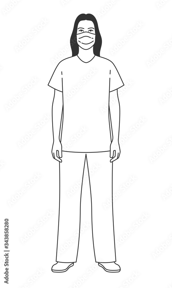 Doctor or nurse wearing medical face mask. Man in medical uniform. Vector illustration. Doctor or nurse wearing medical face mask. Man in medical uniform. Vector illustration.