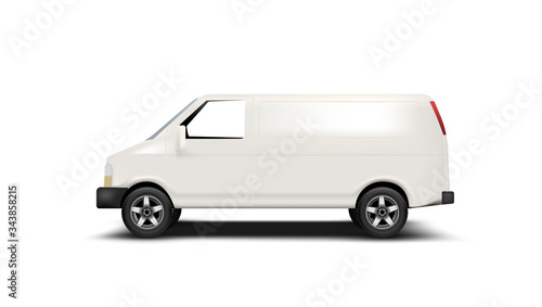 3D Realistic Clear White Van Side View