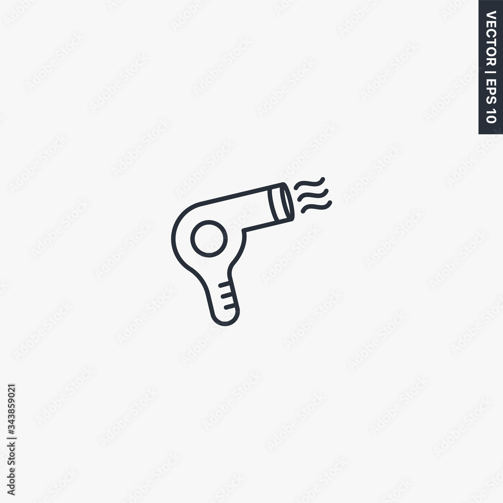 Hair dryer, linear style sign for mobile concept and web design Hair dryer, linear style sign for mobile concept and web design