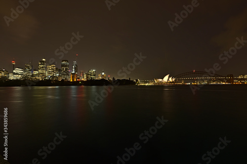 Sydney skyline with Harbour Bridge and Opera House at night © Darkdriver