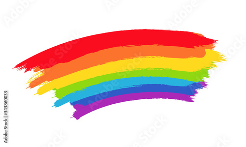 Watercolor rainbow on white background. Brush strokes
