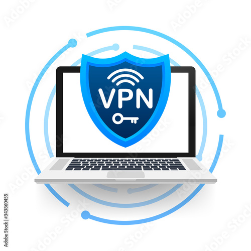Secure VPN connection concept. Virtual private network connectivity overview. Vector stock illustration. photo