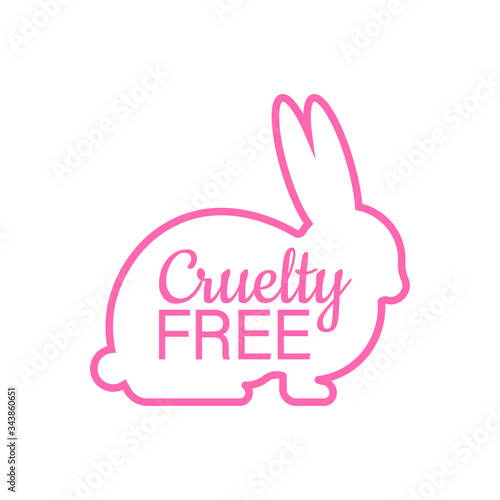 Cruelty free Pink banner. Vegan emblem. Packaging design. Natural product. Vector stock illustration.