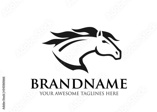 simple sign head of horse for race sport logo vector, equestrian sport vector illustration