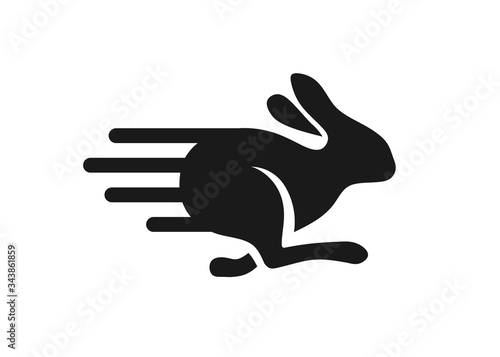 fast running rabbit logo vector, run bunny fast or jump silhouette vector illustration