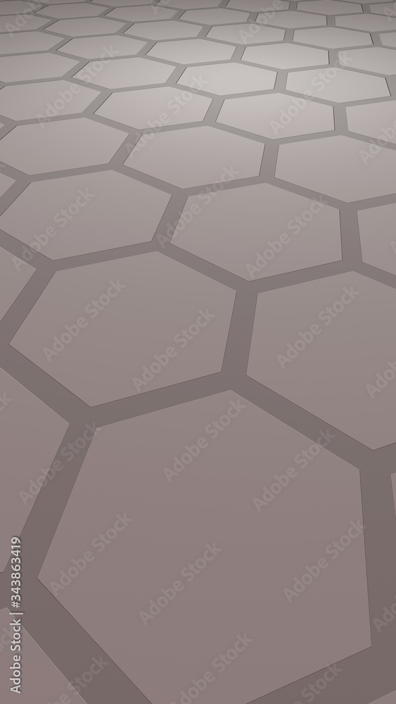 Honeycomb with color lighting, on a gray background. Perspective view on polygon look like honeycomb. Isometric geometry. Vertical image orientation. 3D illustration Honeycomb with color lighting, on a gray background. Perspective view on polygon look like honeycomb. Isometric geometry. Vertical image orientation. 3D illustration