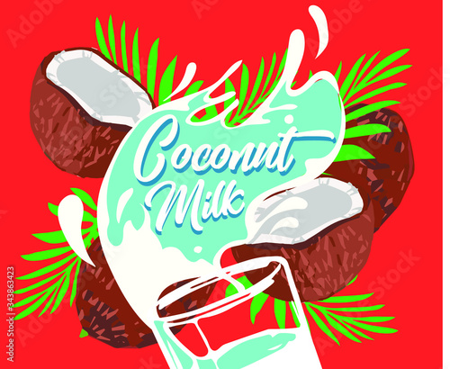 Plant-based vegan coconut milk is a healthy cow's alternative to lactose milk, an environmentally friendly product. Lactose free. banner ad