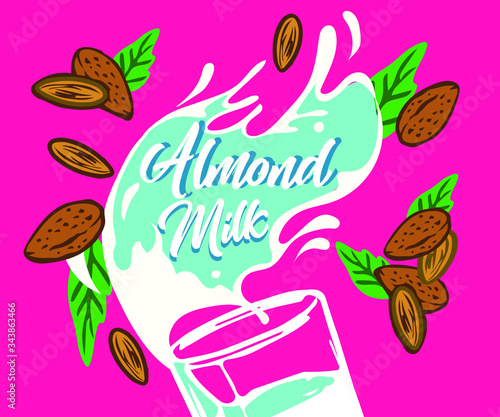 Plant-based vegan almonds based on milk Vegan milk is a healthy cow's alternative to lactose milk, an environmentally friendly product. Lactose free. no milk banner