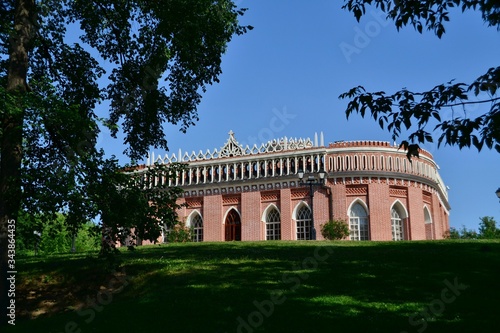 Red openwork building in the tsaritsyno estate