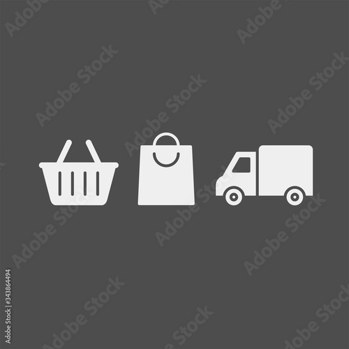 Shopping flat vector icons set. Shopping spree flat vector icons set. In a store flat vector icons set