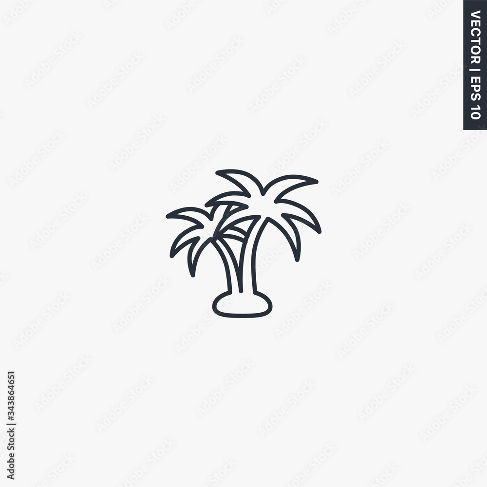 Palm tree, linear style sign for mobile concept and web design