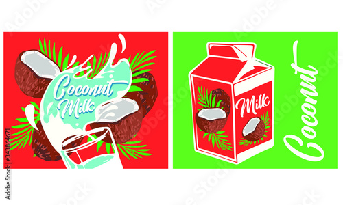 Plant-based vegan coconut milk is a healthy cow's alternative to lactose milk, an environmentally friendly product. Lactose free. banner ad