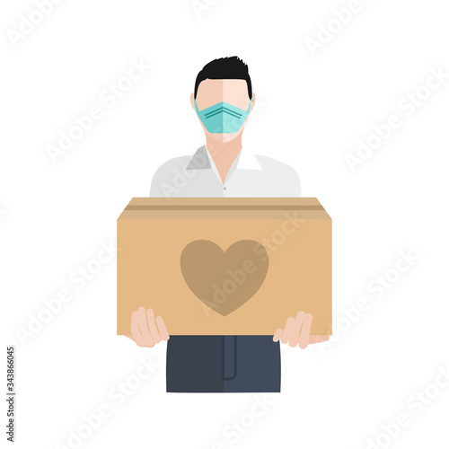 People volunteering to help others in need with boxes of donations during the COVID-19 coronavirus pandemic