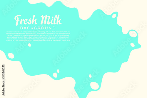 Modern poster background fresh milk with splashes. fresh milk on a light blue background Vector illustration