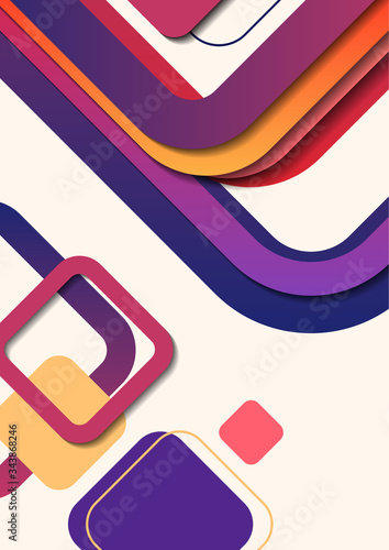 Geometric colorful rounded squares. Modern abstract background for corporate design. Vector