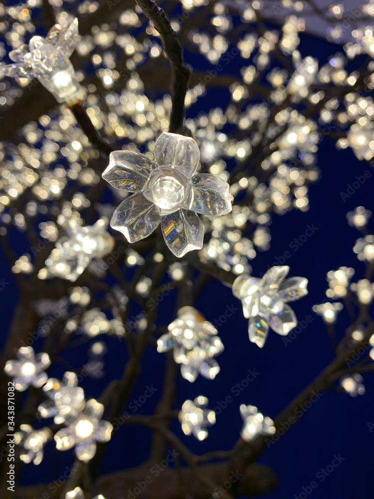 Close up view of lighting made with flower shapes. Close up view of lighting made with flower shapes.