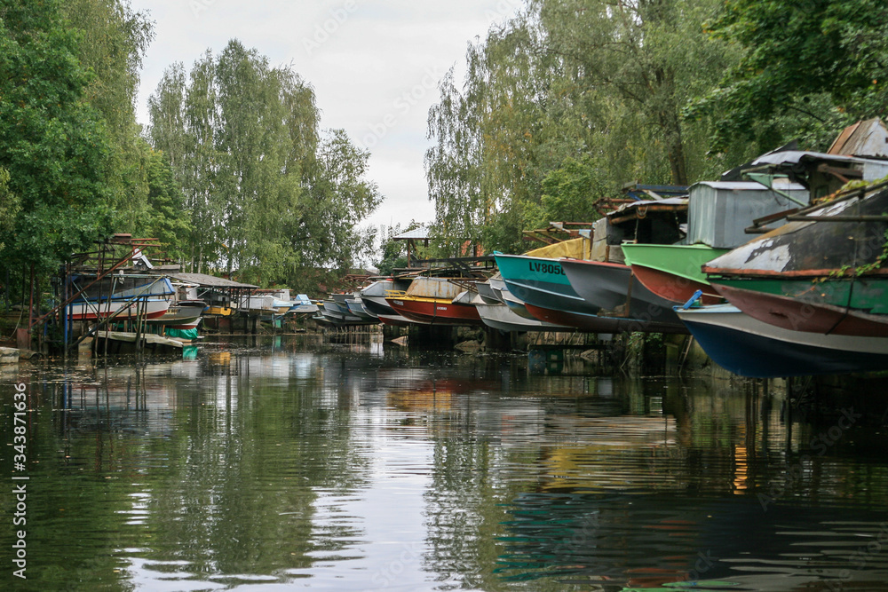Fototapeta premium Old vintage rustic boats in a harbour