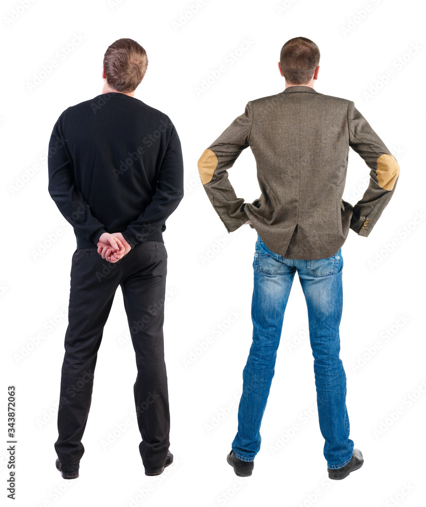 Back view two man in sweater. Back view two man in sweater.