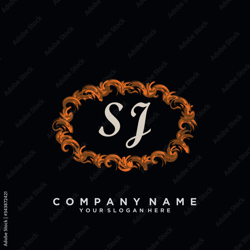 Initial Letter SJ Logo With circle Template Vector