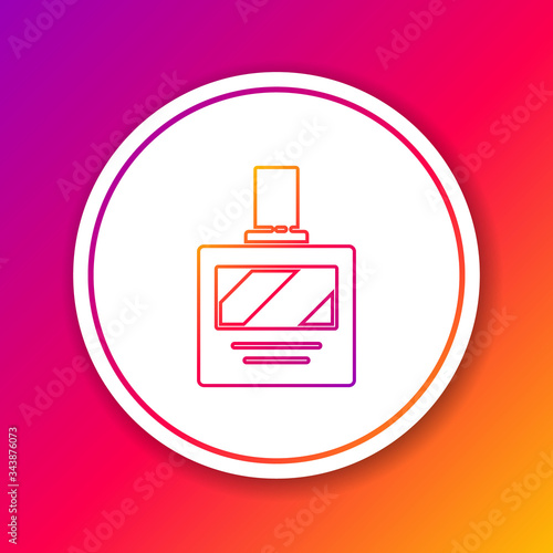 Color line Aftershave icon isolated on color background. Cologne spray icon. Male perfume bottle. Circle white button. Vector Illustration