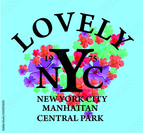 New york city tshirt print and embroidery graphic design vector art