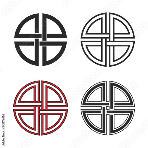 shield knot symbols flat and line style vector illustration
