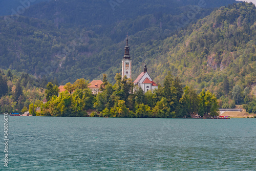 Panorama on Lake Bled in Slovenia