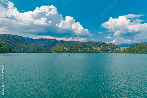 Panorama on Lake Bled in Slovenia