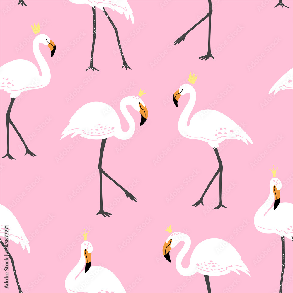 Obraz premium Cute pattern with pink flamingos.