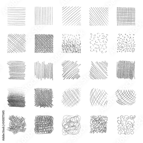 Pencil hatching texture. Grey isolated on white background. Hand draw illustration.