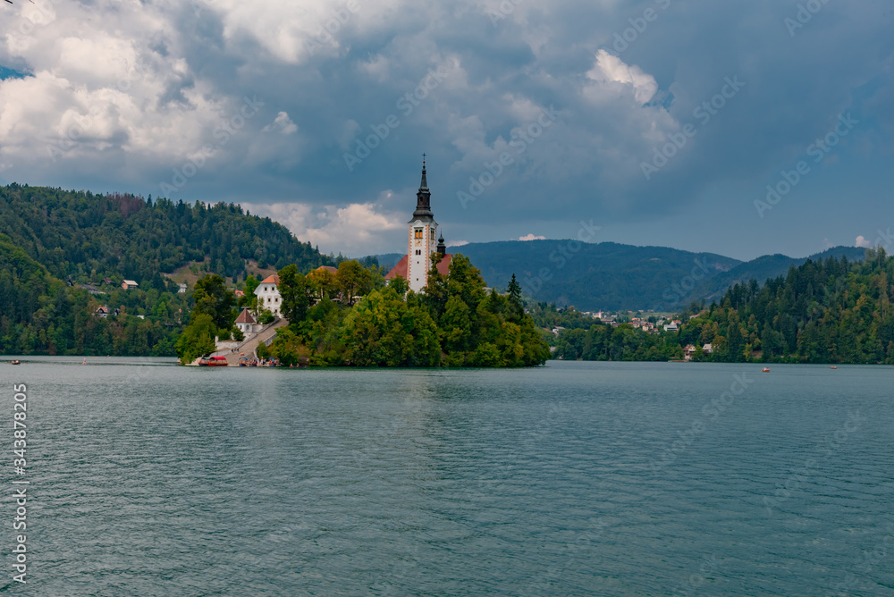 Panorama on Lake Bled in Slovenia