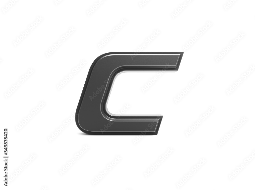3d render isolated metallic letter c 3d render isolated metallic letter c