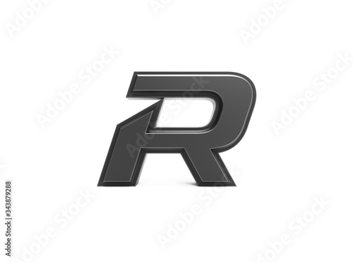 3d render isolated metallic letter r