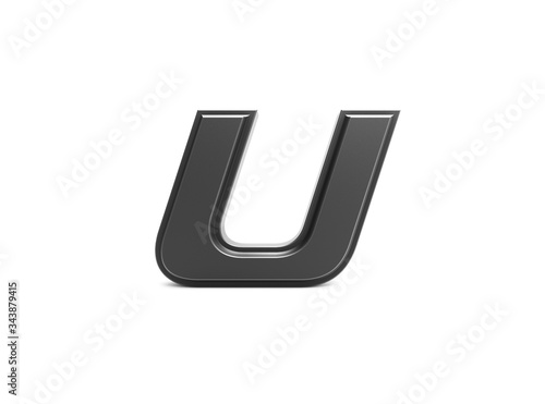 3d render isolated metallic letter u