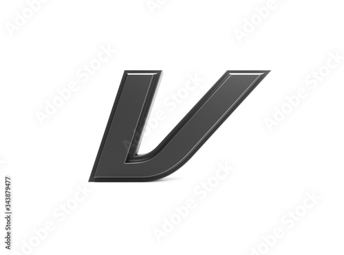3d render isolated metallic letter v