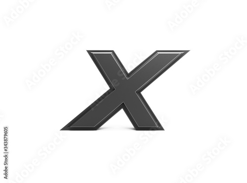 3d render isolated metallic letter x