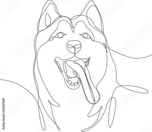 testa di cane disegnata a singola linea continua