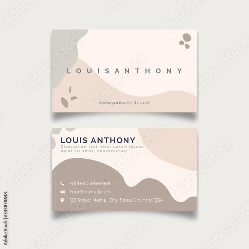 Minimalist shape, beige colors abstract business card template