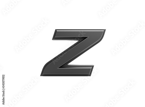 3d render isolated metallic letter z