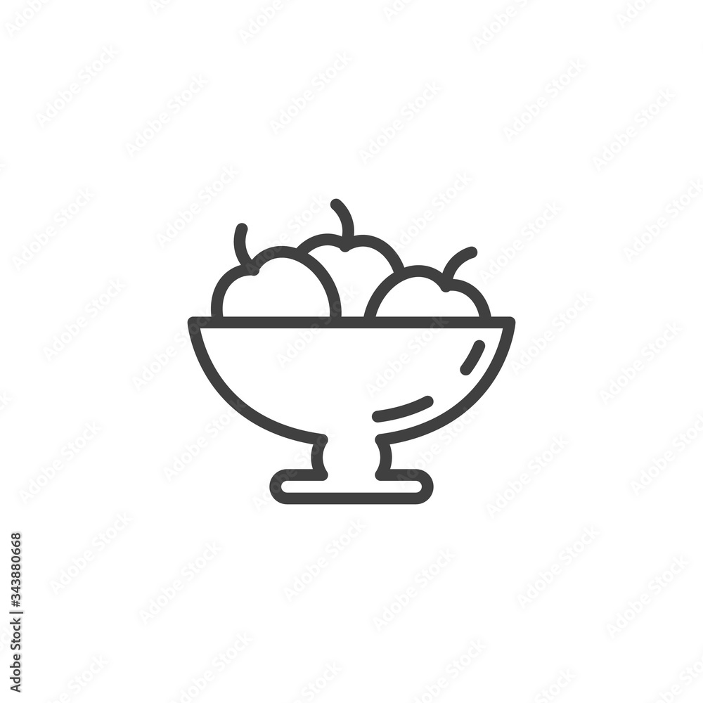 Vase with fruits line icon. linear style sign for mobile concept and web design. Fruit bowl outline vector icon. Symbol, logo illustration. Vector graphics Vase with fruits line icon. linear style sign for mobile concept and web design. Fruit bowl outline vector icon. Symbol, logo illustration. Vector graphics