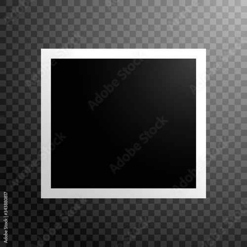Black photo with a white frame on a black background from cubes with a soft gradient. Unique white frame on a black photo. Vector illustration. Stock Photo.